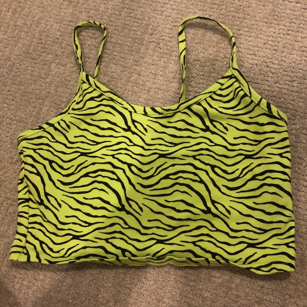 neon green zebra print tank